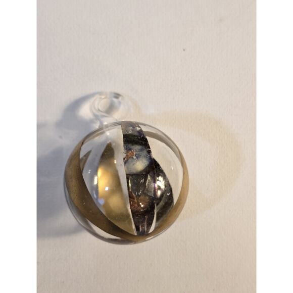 Vintage Hand Blown Glass Ornaments Lot of 7 Gold Stripe Mid Century Holiday - Picture 6 of 11